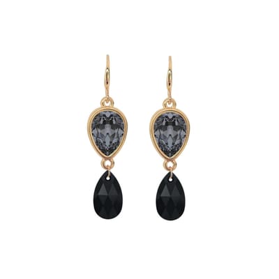 Party Black Jet Bling oorhangers - 18 karaats verguld