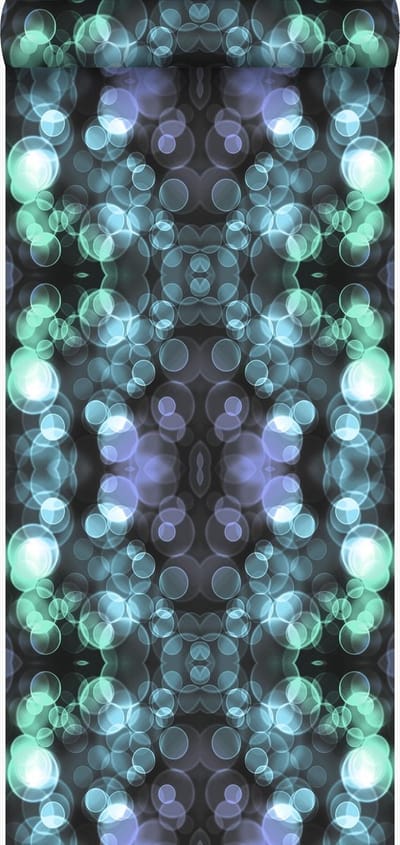 Origin Wallcoverings behang kaleidoskoop-motief licht azuurblauw en lila paars - 53 cm x 10.05 m - 337203