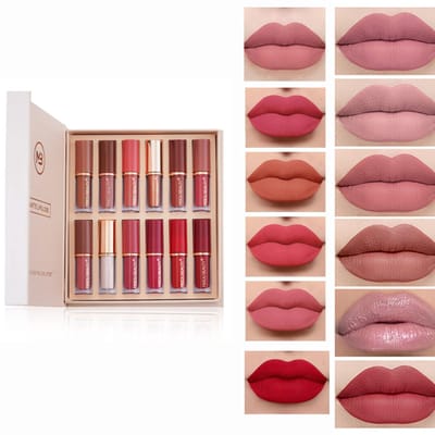 NAXSIR Lipgloss Set van 12 Stuks - Waterdichte & Langdurige Lippenstift, Zijdezacht Glossy Finish - Mode Cosmetica voor Volumineuze Lips, Ideaal Cadeau voor Dames