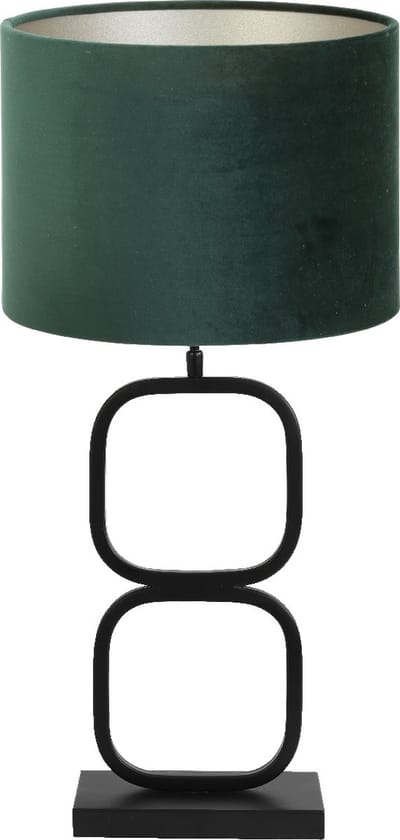 Light & Living Tafellamp Lutika/Velours - Zwart/DutchGreen - Ø30x67cm - Tafellamp met kap