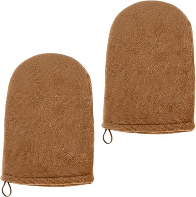 2-Pack Herbruikbare Zelfbruiner Handschoenen voor Zonnebrandcrème, Zonnebaden en Zelfbruiners (Bruin)