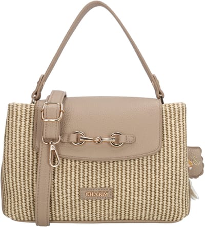 Charm London Santorini Handtas - Schoudertas - Riet - Zomer - Crossbody - Dames - Taupe