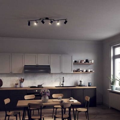 HOFTRONIC – Riga Zwarte LED plafondlamp 6 spots – kantelbaar en draaibaar – opbouwspots zwart – GU10 - 4000K neutraal wit - Plafondspots - IP20 - woonkamer en gang