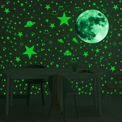 947 stuks Lichtgevende Maan Sterren Muurstickers Glow In The Dark 3D Bubble Dot Ster Voor Kinderkamer Plafond Decor Fluorescente Muursticker groen