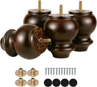Set van 4 Houten Meubelpoten voor Banken en Kasten (10.5 cm Espresso)