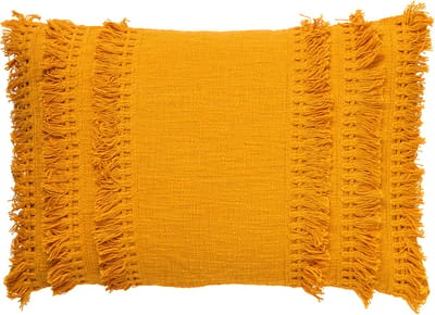Dutch Decor FARA - Kussenhoes 40x60 cm - 100% katoen - met franjes - Golden Glow - geel - met rits - zonder binnenkussen