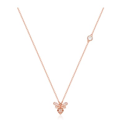 Rose kleurige Dames ketting met Bijen Hanger en Zirkonia