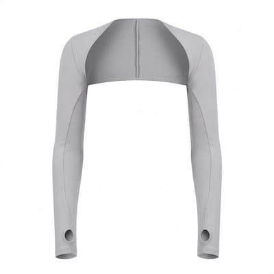 Grijze armstukken unisex lange sport arm mouwen met schouderband en duim opening ademende rekbare sneldrogende armwarmers voor fietsen hardlopen vissen en outdoor activiteiten