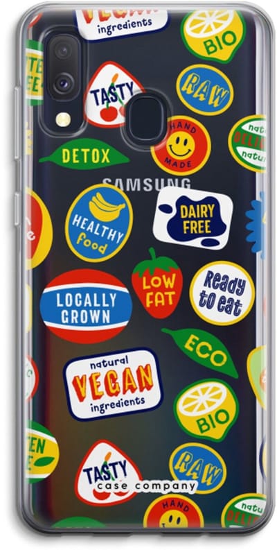Case Company® - Hoesje geschikt voor Samsung Galaxy A40 hoesje - Fruitsticker - Soft Cover Telefoonhoesje - Bescherming aan alle Kanten en Schermrand