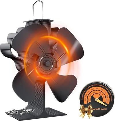 Mrs. Jones Houtkachelventilator 4 bladen Thermometer Milieuvriendelijk Economisch Circulatieventilator Thuis Open haard .