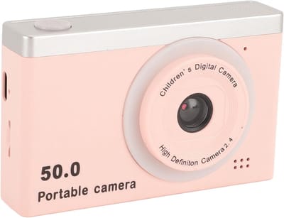 Digitale camera, HD CCD microcamera met 8x zoom, compacte camera met dubbele lens aan voor- en achterkant, vlog-selfiecamera voor jongens en meisjes - 32G geheugenkaart (roze)