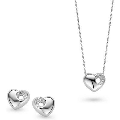 Orphelia Dames 925 Sterling Zilveren Set: Ketting-Hanger + Oorbellen - Zilver SET-5019