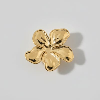 Dames Magnetische Bloem Broche – Goudkleurig RVS – Elegante Broche 3.2 cm