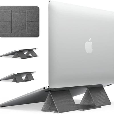 Famanu - Famanu Folding Stand 2, Draagbaar en Opvouwbaar Onzichtbaar Lichtgewicht Verstelbare Hoek Laptopstandaardhouder voor Pro / Air, Laptop Tablet - Grijs