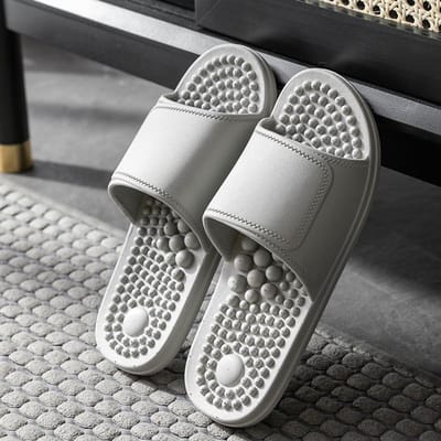 Met Massage Kralen Paar Zomer Massage Slippers Antislip Badkamer Binnen Slides voor Mannen Vrouwen Sandalen Thuis Flip Flops 42 gray
