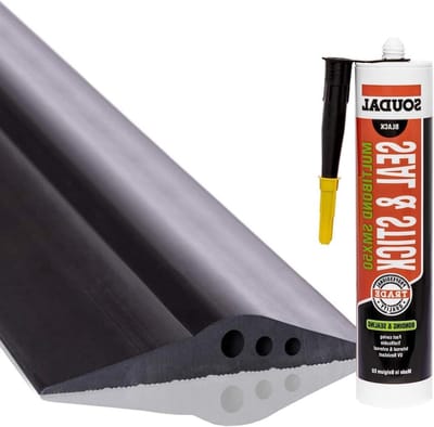 Garagedeur Drempelafdichting - Waterkering Stormstrip - Garage Beschermen - EPDM Rubber Weerbestendig - 1m 28mm x 155mm - Zwart