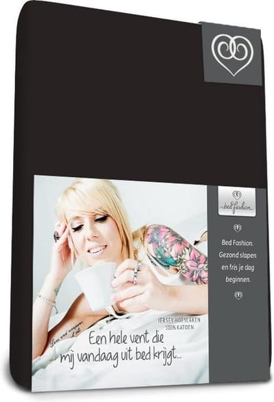 Bed-Fashion jersey hoeslaken voor boxspring Zwart - 120 x 200 cm - zwart