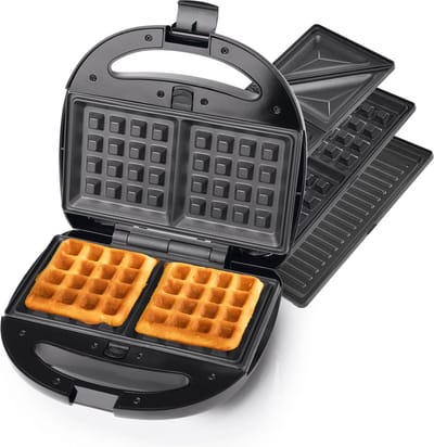 GOURMETmaxx tafelgrill Vario - Voor gegrild eten, wafels & sandwiches