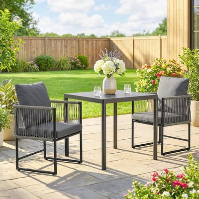 Pugsdrly Tuinstoel 2-delige set Weerbestendige tuinstoelen van staal PE-rotan met kussens Armleuning Rugleuning 52x52x66 cm Donkergrijs