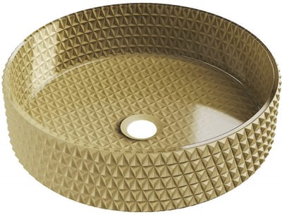 Mexen Aura glazen opbouw wastafel 39 x 39 cm, goud - 24013950