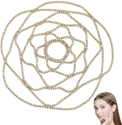 Dailygoods- Haarband Gouden Kristallen - Bruids Haarband - Flapper Haarband - Dames Haaraccessoires - Meerlaags Design - Geschikt voor Boho Feest - Hoofdsieraad