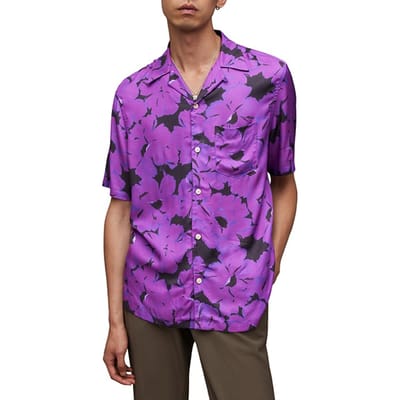 AllSaints Kaza Ss Shirt Electric Purple Size: XL | Casual Shirts Outlet | Heren | Paars