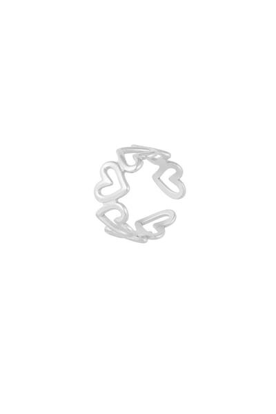 Yehwang Twisted Love - damesring zilverkleur - Gedraaid design - Stainless steel - Verstelbaar
