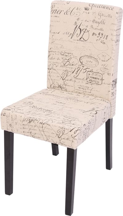 Littau eetkamerstoel, keukenstoel, stof/textiel ~ crème letters, donkere poten