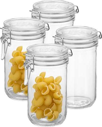 Bormioli Rocco Voorraad/weck pot - 4x - glas - transparant - 21 x 10 cm - 1 L