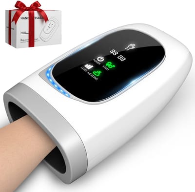 Hand Massager - Handmassage apparaat-30x15x13 cm - 4-in-1 - Warmte & Luchtcompressie - Draadloos - Wit