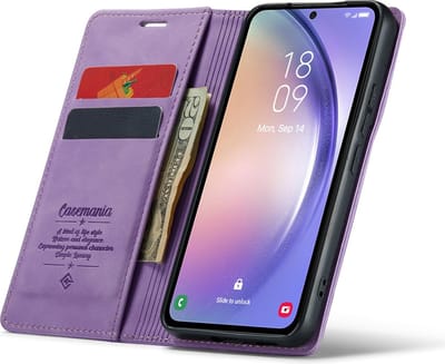 CaseMania Bookcase hoesje geschikt voor Samsung Galaxy A16 - Effen Lila - Kunstleer