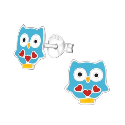 WeLoveSilver - kinderoorbellen zilver - uil met hartjes - 925 zilver