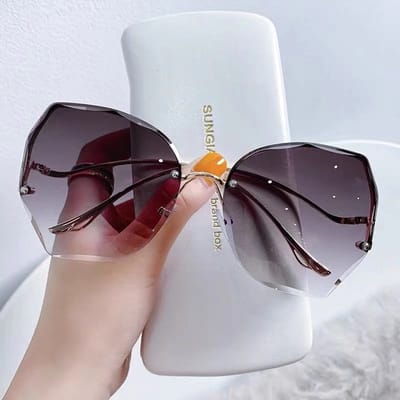 Nouveaux Lunettes de Soleil à Bordure Invisible Femmes Designer Métal Lunettes de Soleil UV400 Lunettes pour Voyage en Plein Air Oculos De Sol As shown in the figu