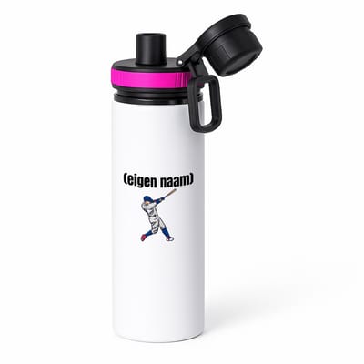 Hacebo® - honkballer met eigen naam waterfles met draaidop roze - Honkbal - atleten - iemand die houdt van honkbal - verjaardag - cadeau - kado - water fles - 850ML
