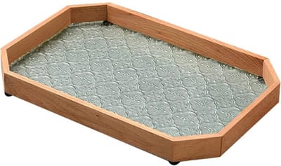 longziming -Achtseitig Dienblad - Octagon Serveerblad - Houten Blad Met Glas - Verhoogde Randen - Antislip Oppervlak - Tijdloos Elegant Design - Veelzijdig Voor Thuis En Horeca - 1 Stuk
