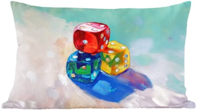 Sierkussens - Kussentjes Woonkamer - 60x40 cm - Dobbelstenen - Kleurrijk - Getallen - Stipjes
