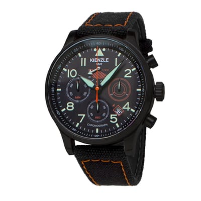 KIENZLE Horloge - Reisen - Quarz Chrono KC408D - Zwart - Sportief Elegante Zwarte Polsband