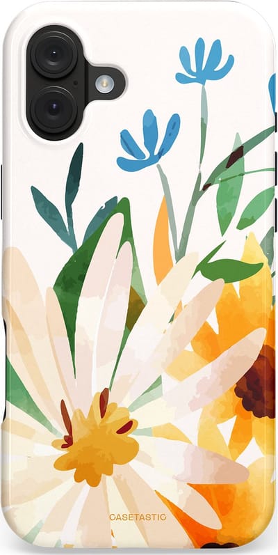 Casetastic hoesje geschikt voor Apple iPhone 16 Plus - MagSafe - Dubbellaagse bescherming - Veld vol zon - Fashion Case - Wit Crème Goud