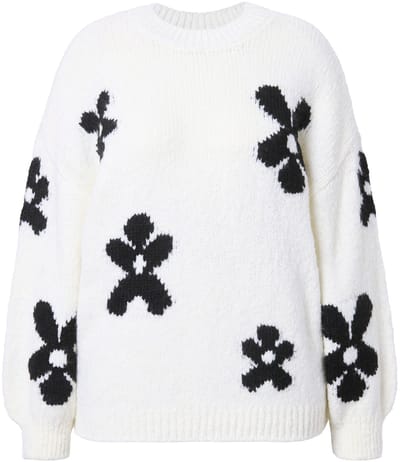 Studio Untold - Dames - Trui oversized fancybreisel flowers - Off-white - Maat 50+