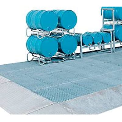 Bodemplaat ASECOS, gegalvaniseerd staal, carterinhoud 20 l, B 500 x D 500 x H 123 mm, 450 kg wiellast