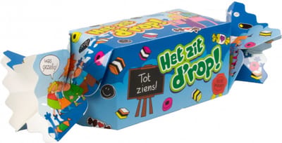 Snoeptoffee - Het zit d'rop! - Gevuld met Drop - In cadeauverpakking met gekleurd lint