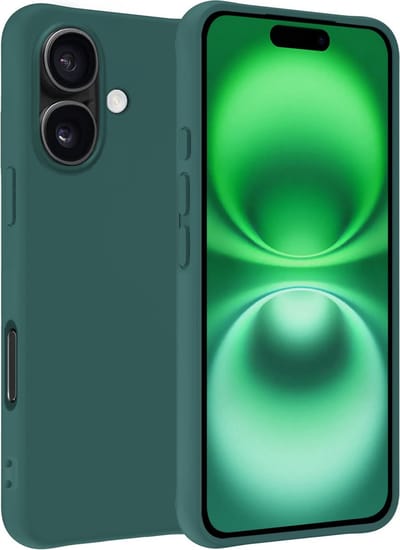 Hoesje Geschikt voor Apple iPhone 16 - Sterk & Shockproof - Hoes Cover - Siliconen Case - Donkergroen