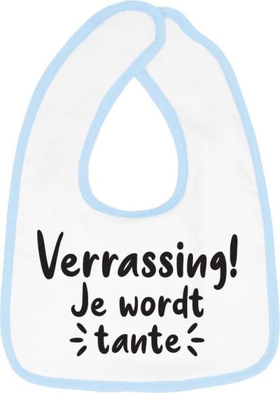 Hospitrix Slabbetje met tekst "Verrassing! Je wordt tante! " Blauw - Cadeau Zwangerschap - Baby Kwijldoek - Kwijllap - Morslap - Bavette - Bekendmaking - Aankondiging - Aanstaande Moeder - Moederdag