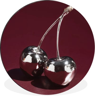 WallCircle - Wandcirkel - Muurcirkel - Kersen - Glanzend - Bordeaux - Aluminium - Dibond - 30x30 cm - Binnen en Buiten