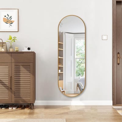 Grote Ovale Wandspiegel 120x40 cm Metalen Frame Slaapkamer Woonkamer Garderobe