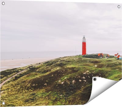 Gards Tuinposter Vuurtoren Texel - 80x60 cm - Tuindoek - Tuindecoratie - Wanddecoratie buiten - Tuinschilderij