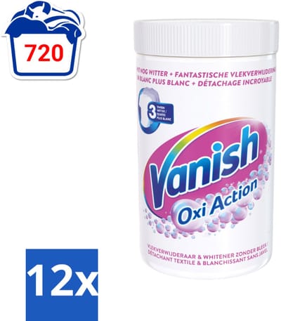 Vanish Oxi Action - Vlekkenverwijderaar Poeder - Zonder Bleek - Witte Was - 1.5 Kg - Voordeelverpakking - 12 stuks