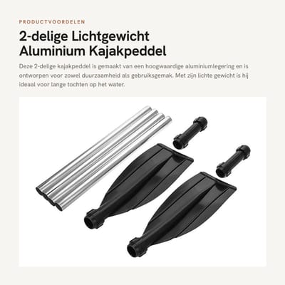 Dailygoods- Kajakpeddel Lichtgewicht - 2-delige Aluminiumlegering - Duurzaam - Verwijderbaar - Geschikt voor Racen - Hoge Taaiheid - Peddel