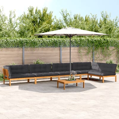 vidaXL - 6-delige - Loungeset - pallet - met - kussens - massief - acaciahout