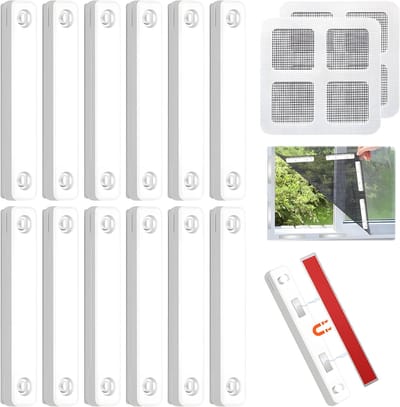 Magnetische Hor Bevestigingsclips Set 12+2 – Raamhor Reparatie Set Zonder Boren – Zelfklevende Hor Clips – Anti Muggen Hor Montage Accessoires